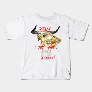 Trick or treat bull skull Kids T-Shirt